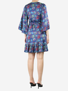 Catherine Prevost Blue peacock eye printed mini dress - size S