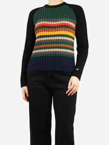 Bella Freud Multicoloured cashmere and wool-blend striped jumper - size S