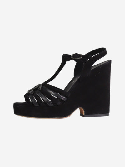 Black CC detail open-toe wedge heel sandals - size EU 37 Heels Chanel 