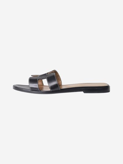 Black leather Oran sandals - size EU 37 Flat Sandals Hermes 