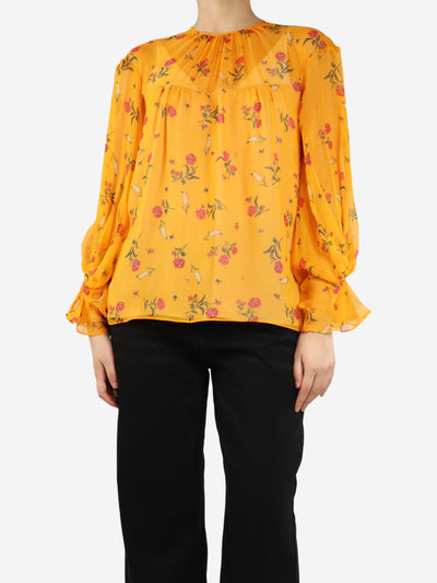 Orange silk floral blouse - size UK 8 Tops Emilia Wickstead 