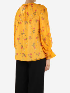 Emilia Wickstead Orange silk floral blouse - size UK 8