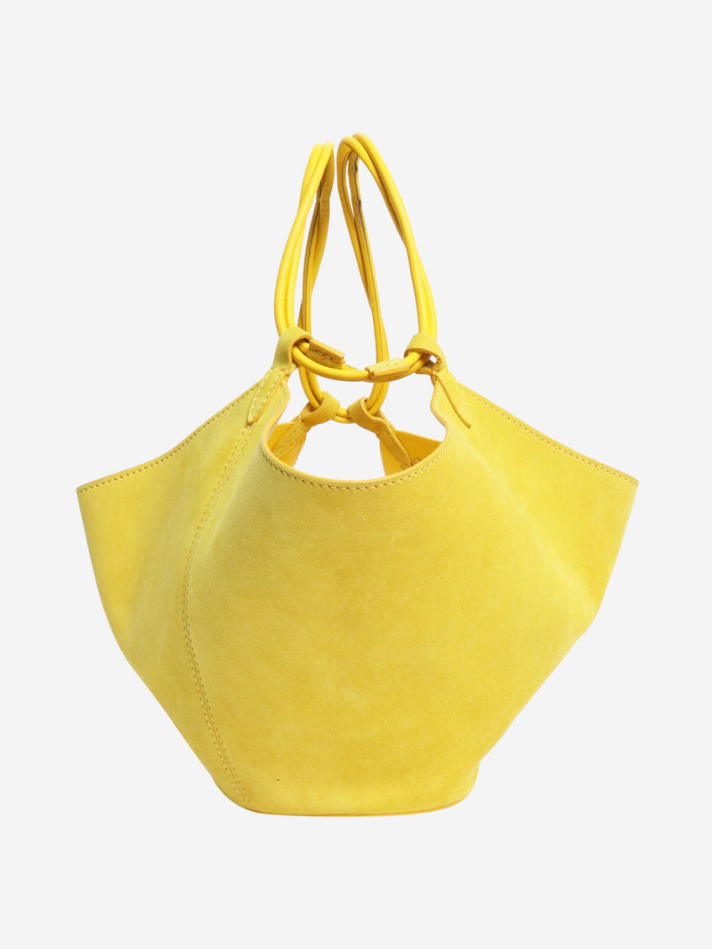 Citron mini Lotus drawsting suede bucket bag Top Handle Bags Khaite 