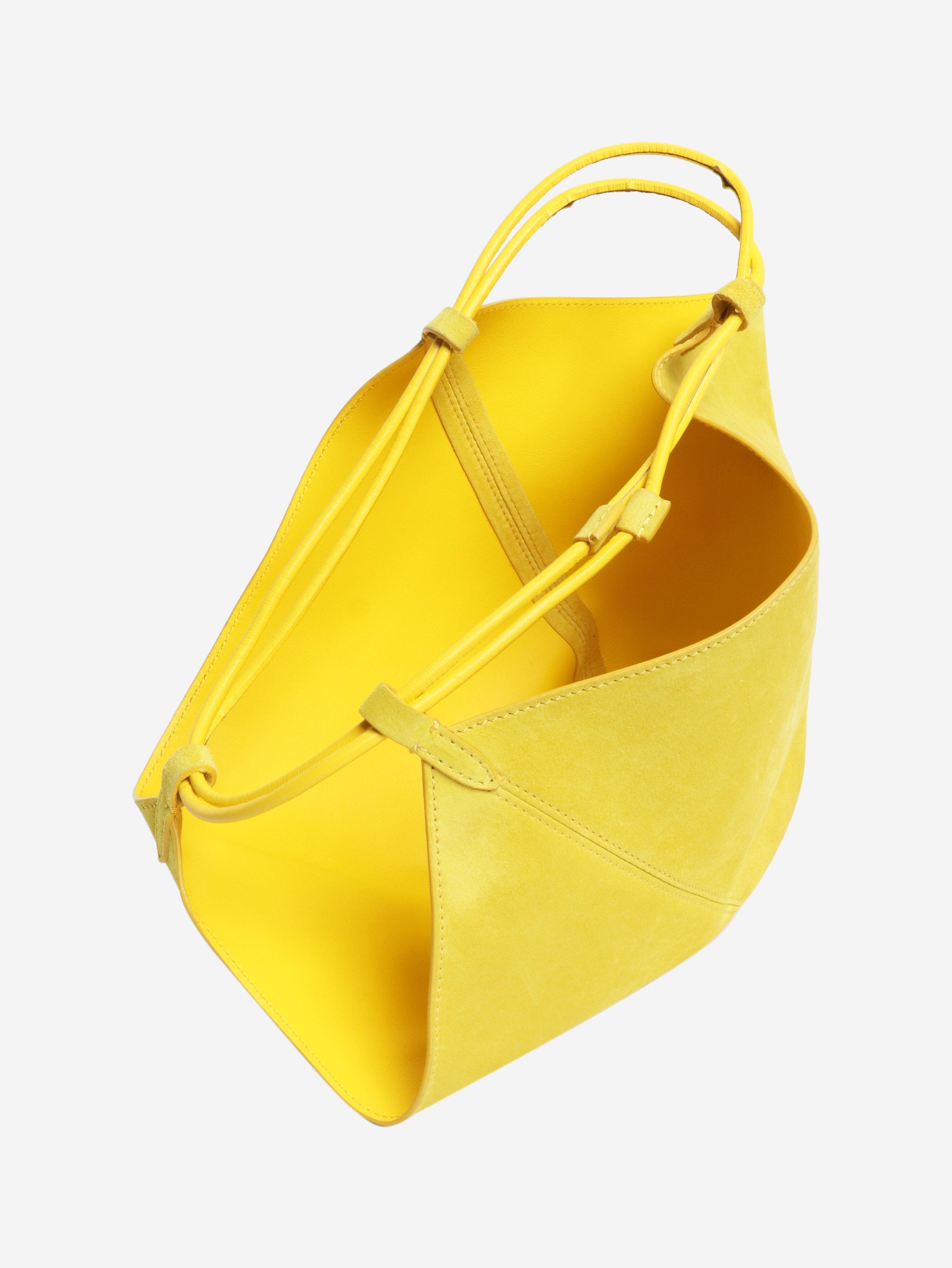 Citron mini Lotus drawsting suede bucket bag Top Handle Bags Khaite 