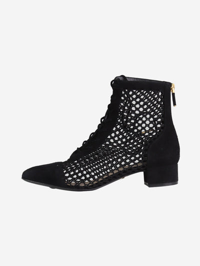 Black open-crochet lace-up low-heel boots - size EU 36.5 Boots Christian Dior 