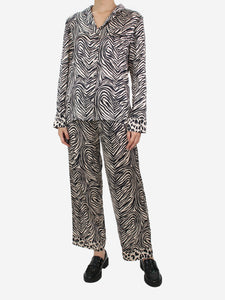 Stella McCartney Cream silk patterned shirt and trousers set - size M