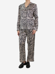 Stella McCartney Cream silk patterned shirt and trousers set - size M
