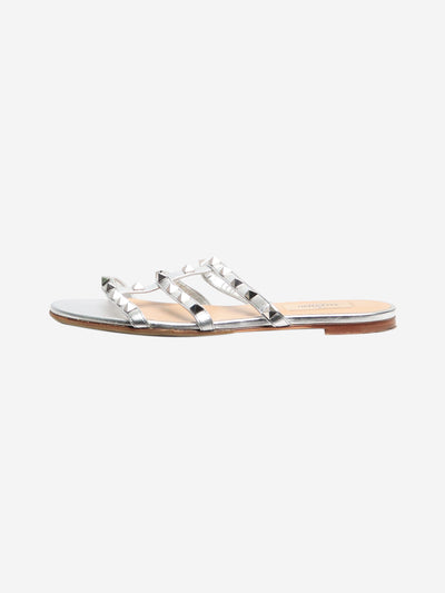 Silver Rockstud flat sandals - size EU 37 Flat Sandals Valentino 