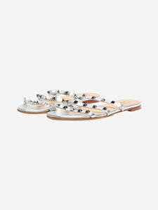 Valentino Silver Rockstud flat sandals - size EU 37