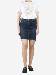 Frame Blue distressed denim mini skirt - size UK 8