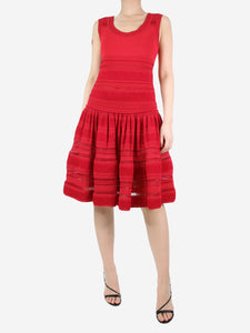 Alaia Red lace-trimmed dress - size UK 12