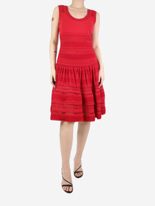 Alaia Red lace-trimmed dress - size UK 12