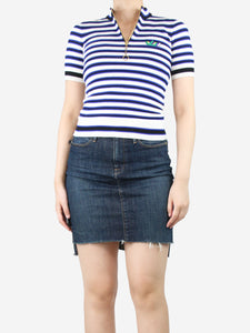 Louis Vuitton Blue zipped striped top - size S