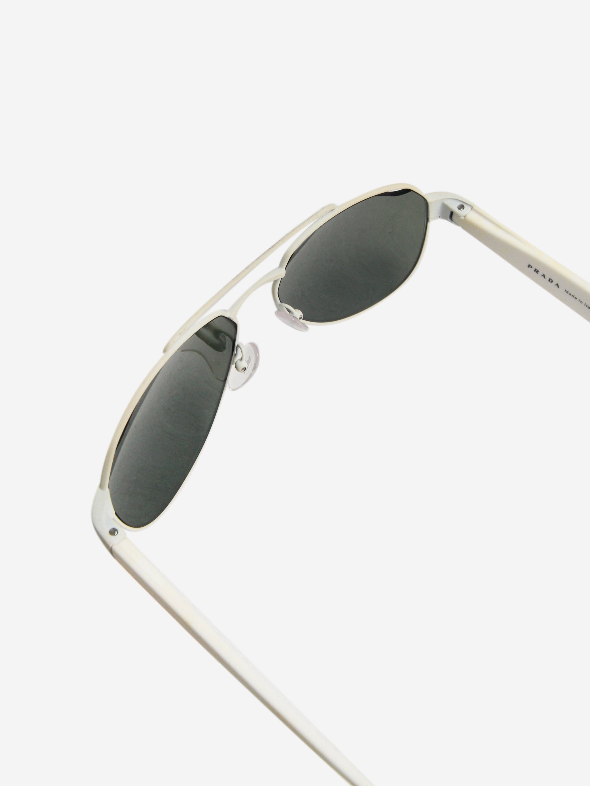 Prada white aviator sunglasses hotsell