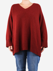 The Row Red oversized v-neck jumper - size