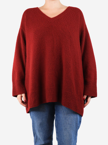 Red oversized v-neck jumper - size product image