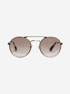 Prada Silver and white round aviator sunglasses