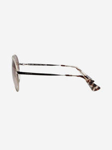 Prada Silver and white round aviator sunglasses