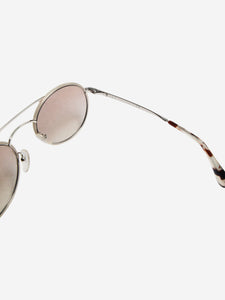 Prada Silver and white round aviator sunglasses