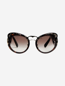 Prada Brown tortoise shell metal-detail sunglasses