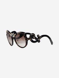 Prada Brown tortoise shell metal-detail sunglasses