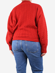 Brunello Cucinelli Red cable-knit polo jumper - size XL