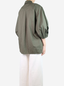 Raquel Diniz Green puff-sleeved shirt - size UK 10
