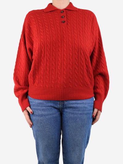 Red cable-knit polo jumper - size XL Knitwear Brunello Cucinelli 