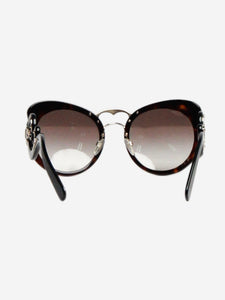 Prada Brown tortoise shell metal-detail sunglasses