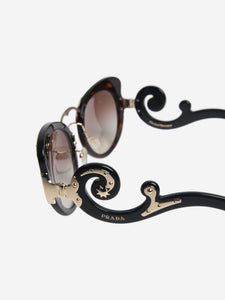 Prada Brown tortoise shell metal-detail sunglasses