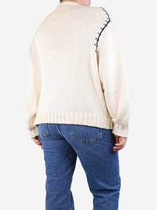 Loro Piana Cream contrast-stitched jumper - size M