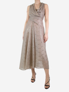Talbot Runhof Neutral sequined dress - size UK 8