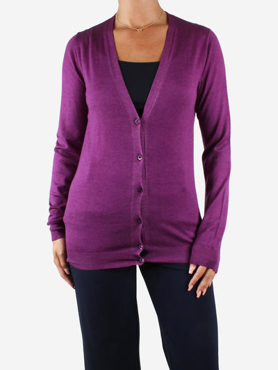 Purple knitted button-up cardigan - size IT 42 Knitwear Prada 