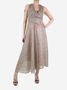 Talbot Runhof Neutral sequined dress - size UK 8