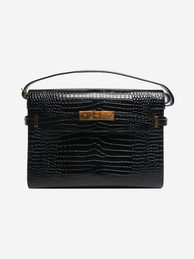 Black medium croc-embossed Manhattan shoulder bag Shoulder bags Saint Laurent 