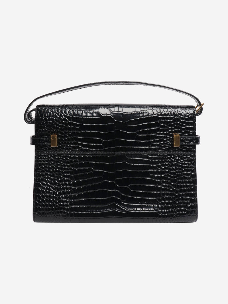 Black medium croc-embossed Manhattan shoulder bag Shoulder bags Saint Laurent 