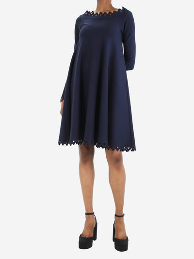 Blue wool-blend cutout trim midi dress - size UK 8 Dresses Alaia 