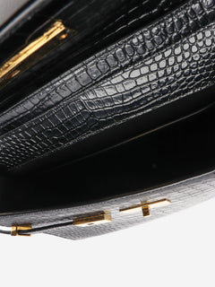 Black medium croc-embossed Manhattan shoulder bag Shoulder bags Saint Laurent 