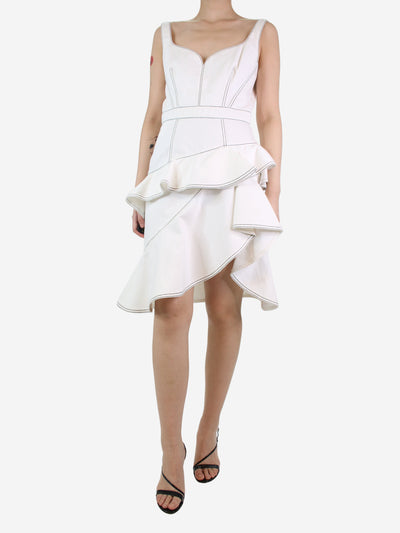 Cream contrast-stitched ruffled dress - size UK 12 Dresses Alexander McQueen 