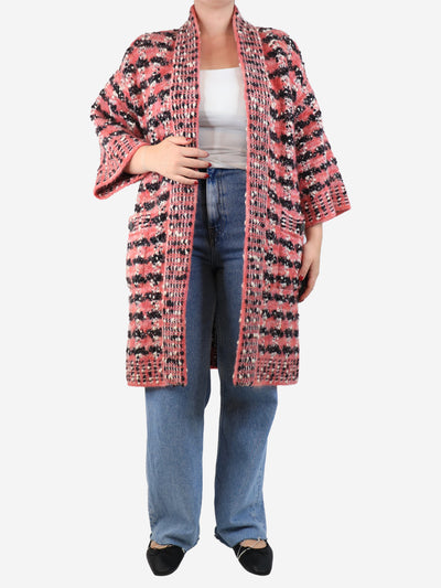 Pink wool-blend longline cardigan - size UK 12 Knitwear Chanel 