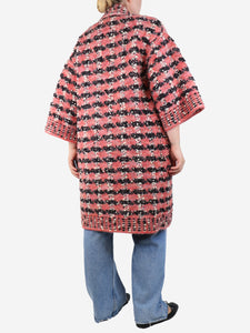 Chanel Pink wool-blend longline cardigan - size UK 12