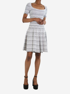 Alaia White short-sleeved patterned knit dress - size UK 10
