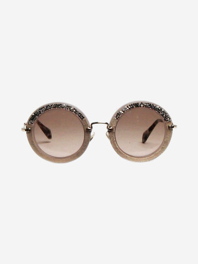 Gold crystal and suede round sunglasses Sunglasses Miu Miu 