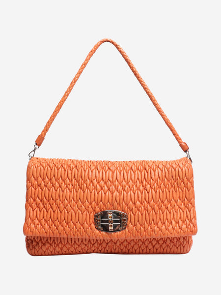 Orange leather crystal flap shoulder bag alternate image