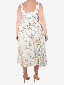 Reformation Cream sleeveless floral crepe midi dress - size UK 12