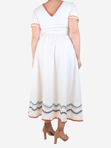 Saloni White embroidered pocket dress - size UK 12