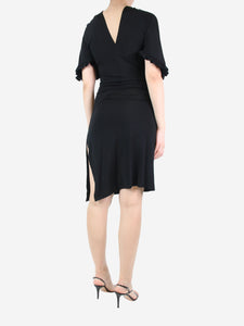 Paco Rabanne Black short-sleeved beaded-neck dress - size UK 10