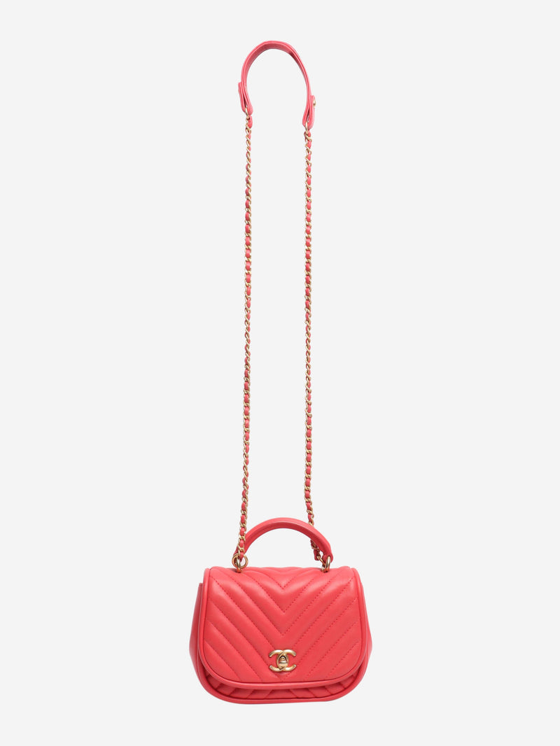 Pink 2017 chevron v-stitch lambskin shoulder bag Shoulder bags Chanel 