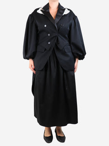 Simone Rocha Simone Rocha Black lace-collar double-breasted tailcoat - size UK 12