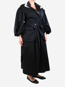 Simone Rocha Simone Rocha Black lace-collar double-breasted tailcoat - size UK 12